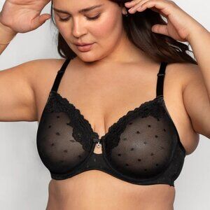 44D Polka Dot Curvy Contour / Victoria's Secret Mesh Unlined Underwire Bras